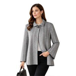 Bianca G Gray Herringbone Knit Jacket XL Wool Blend
Made in Italy